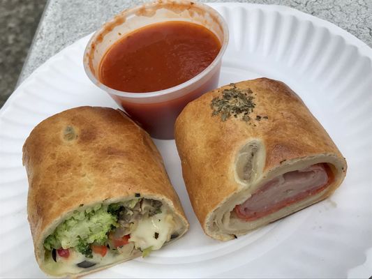 Vegetable Stromboli and Ham Stromboli at summer festival.