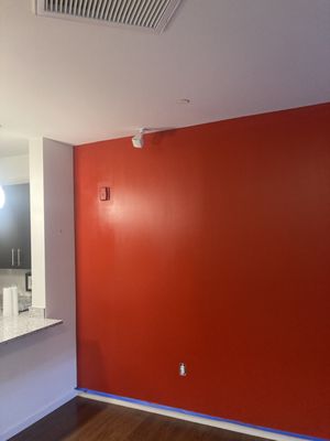 red accent wall