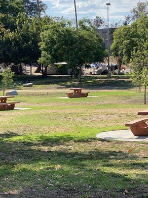 Encampment near playground area