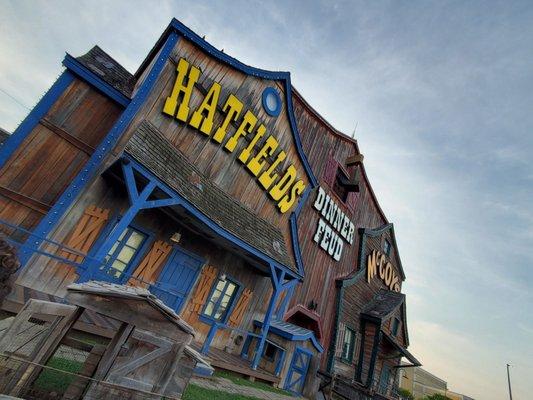 Exterior of building for Hatfield and McCoy Dinner Feud