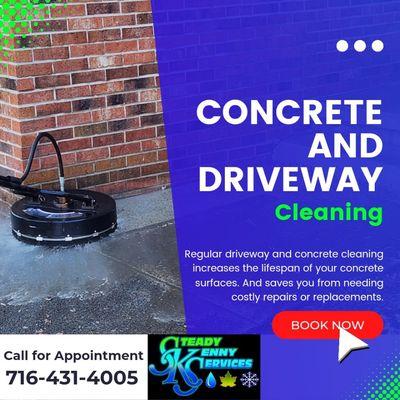 Concrete, sidewalk, stairs, and driveway washing business remove oil stains dirt and grime. Erie County, N.Y.