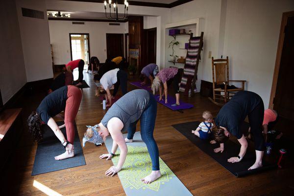 Yoga class in the Sun Studio (first floor).