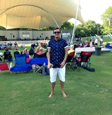 Enjoying the soft grass at the show