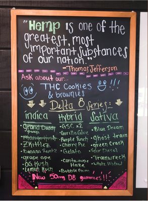 Our menu board is constantly updated for your convenience. We display in stock strains and new products!