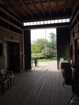 Inside the barn