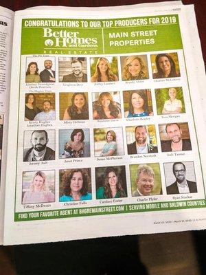 Candace Foster; 2019 Better Homes & Gardens Real Estate  Main Street Properties board of producers