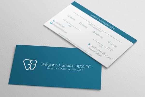 Appointment cards that are part of a re-branding project for Gregory J Smith, DDS PC