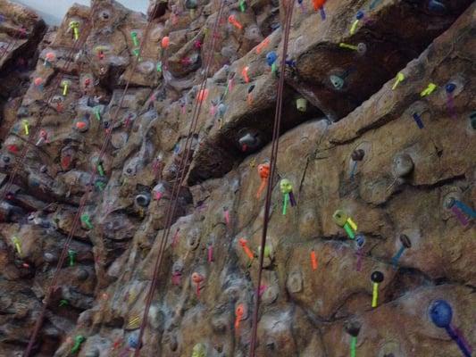 Rock climbing wall in lobby