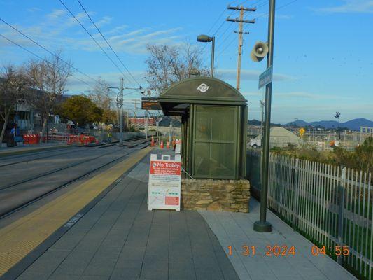 The station it self needs to have proper sidewalk and the crossing is one that you must look both ways when you come to the station.