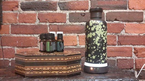 Essential oils can be diffused or incorporated into your treatment.