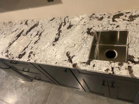 This countertop really ties in nicely to our cinder shaker cabinets