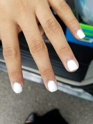 This was 'Shellac' and their idea of white nails with a gold tip! Looked terrible!