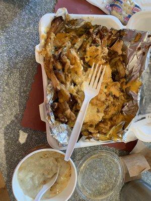 I had already helped myself to part of the meal when I decided to take a picture of the crabby fries and crab soup. So delicious!