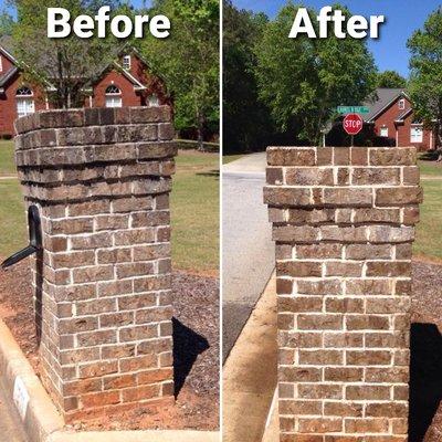 Brick Mailbox Pressure Washing