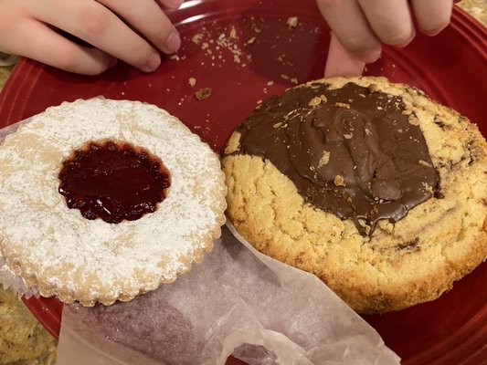 Lindsor tort and the chocolate biscotti type cookie