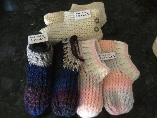 Hand Crocheted Acrylic Slippers