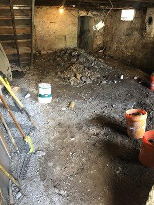 Basement excavation and demolition