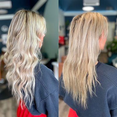 After (left), before (right): 2 rows of 18" extensions and a custome blinding service.