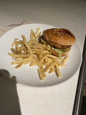 Veggie burger  and fries