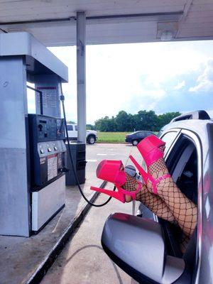 She'll make me pump gas come heel or high water