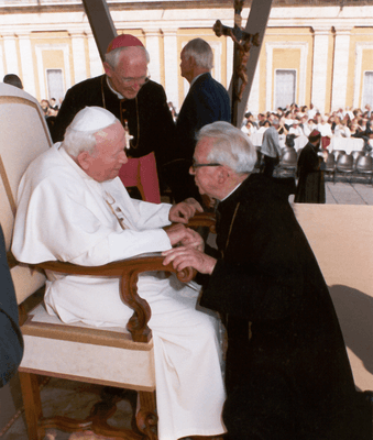 Our first Abbot, Abbot Gabriel Gibbs, O.S.B., met with the Pope on his numerous visits to Rome.