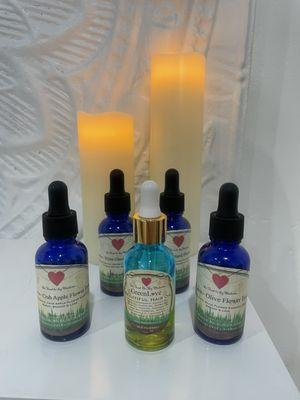 flower essences + beautiful hair oil used in Ethereal Facial from Green Love Elixir Bar