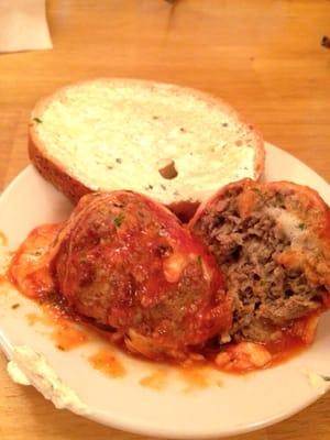 Baked meatball appetizer sliced open. "Thanks Butch" #Upclosesavor