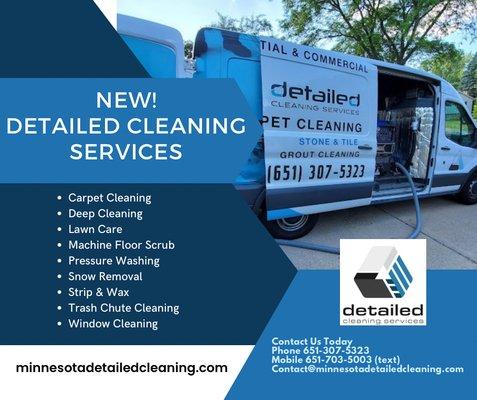 Minnesota Detailed Cleaning's list of services! Contact us today to schedule