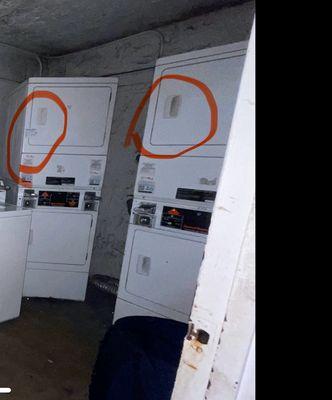 Two damaged dryers