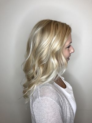 Natural blonde enhanced with a purple shampoo