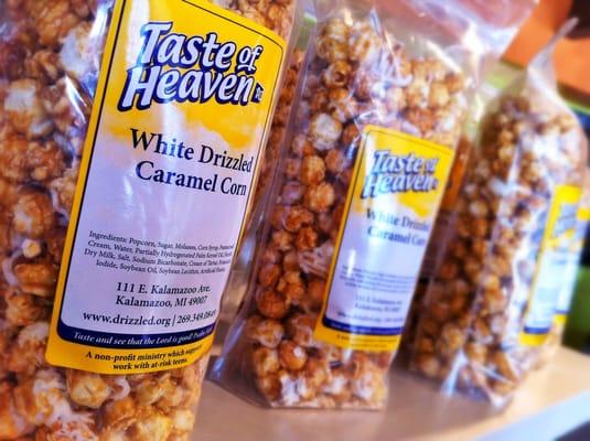 White Drizzled Caramel Corn