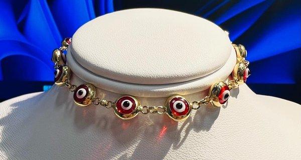 14K YG Evil Eye Bracelet