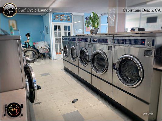 Surf Cycle Laundromat offers large, XL, and XXL capacity washing machines. (18 lbs; 30 lbs; 40 lbs)