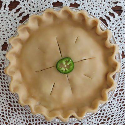 Hatch green chile chicken pot pie before we stuck it in the oven to bake. So pretty and so delicious!