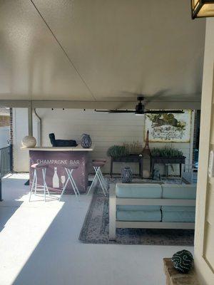 Gorgeous covered patio with ceiling fan