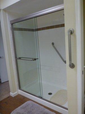 Shower Remodel and Sliding glass shower door installation