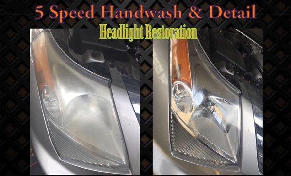 Headlight restoration Before on the left ... After restoration on the right !