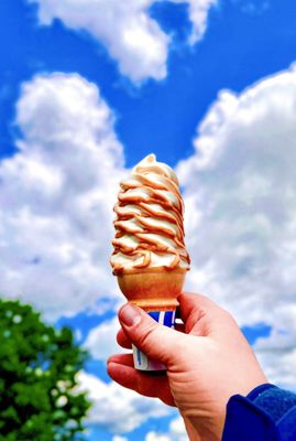 Butterscotch flavor burst vanilla soft serve cone - medium - nice!