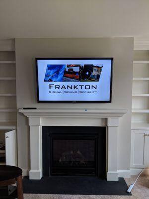 Tv mount on fireplace with in wall wire hiding