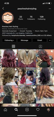 Follow us on instagram @peacheshairstyling