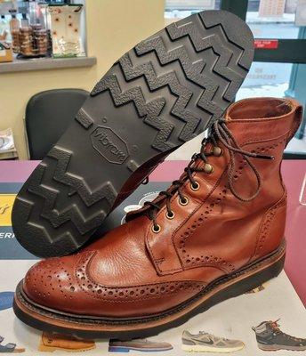 Allen edmonds shoeboots leather midsoles with black vibram Christy soles.