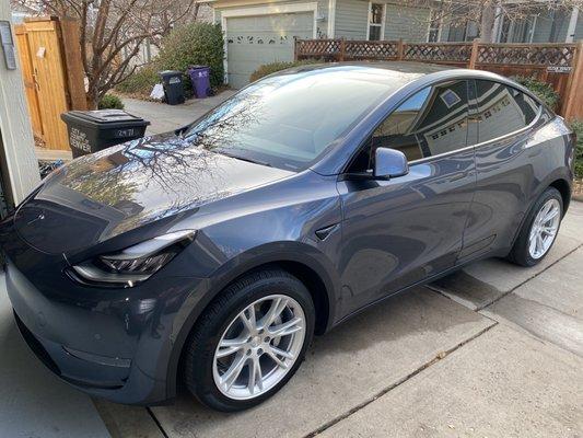 Clear bra of hood, bumper, rocker, and a-pillars and 15% tint of front and passenger windows