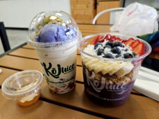 Seating area with halo halo and acai bowl