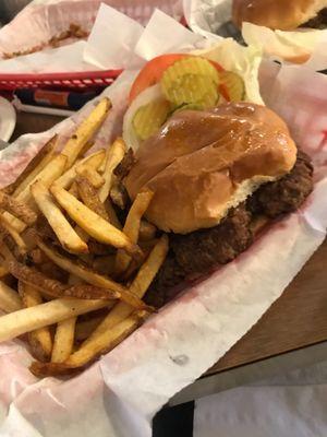 Hamburger and fries