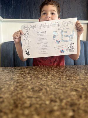 Kids menu/activity