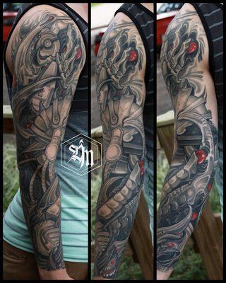 Healed biomech tattoo from Dj Minor