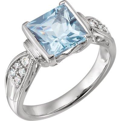 Blue Topaz and Diamond ring