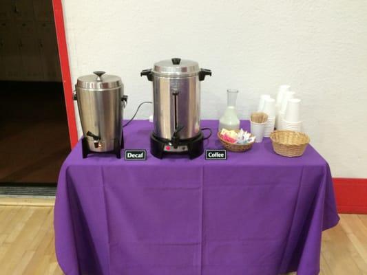 A coffee station.