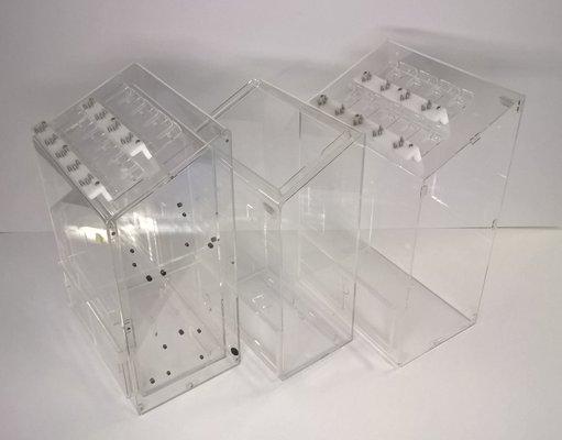 Clear acrylic fabricated boxes with multiple sub assemblies