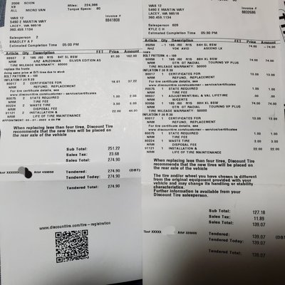 Left is receipt from today, right is receipt from January.